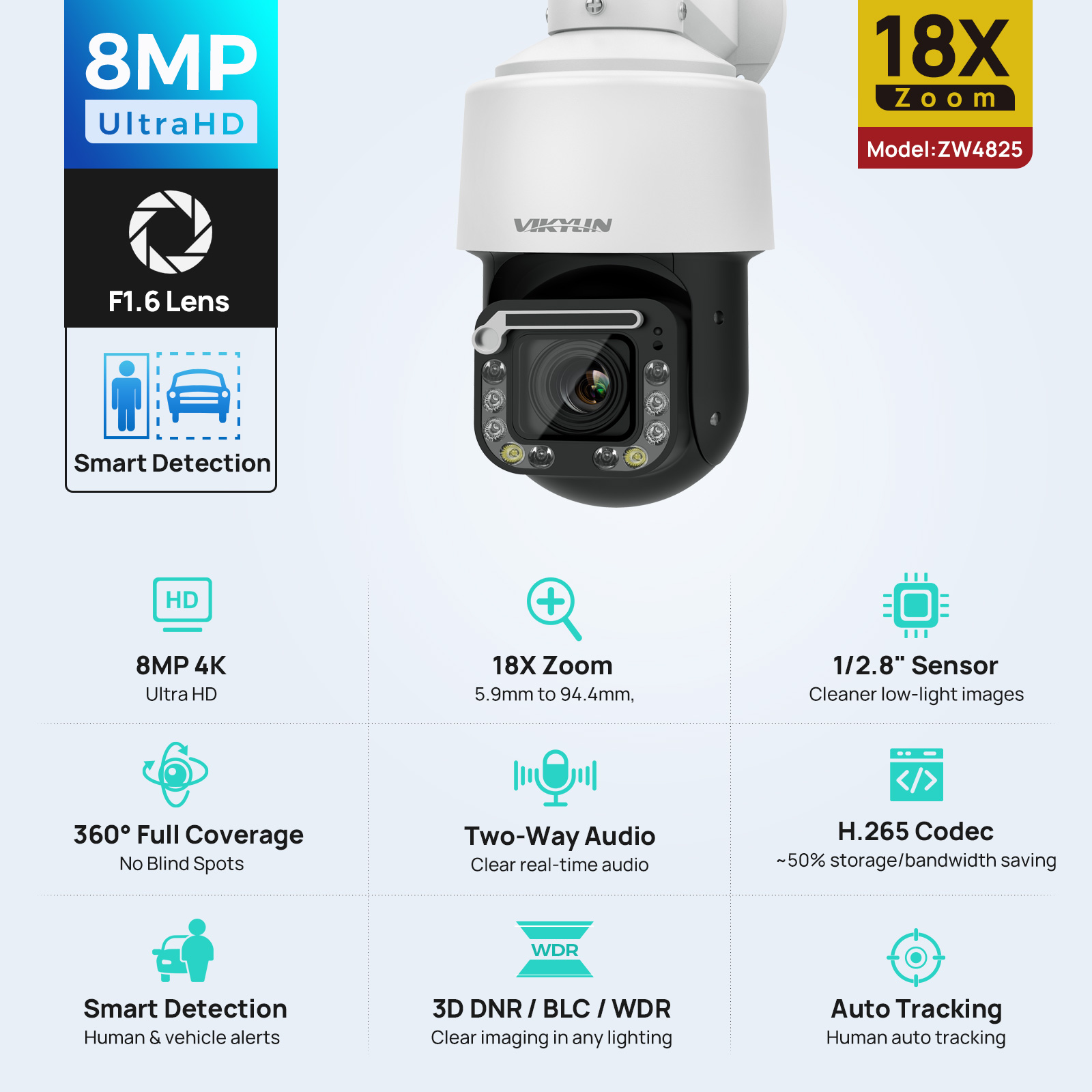 Outdoor Power G Motion - Vikylin 4K 8MP 18-fach optischer Zoom
