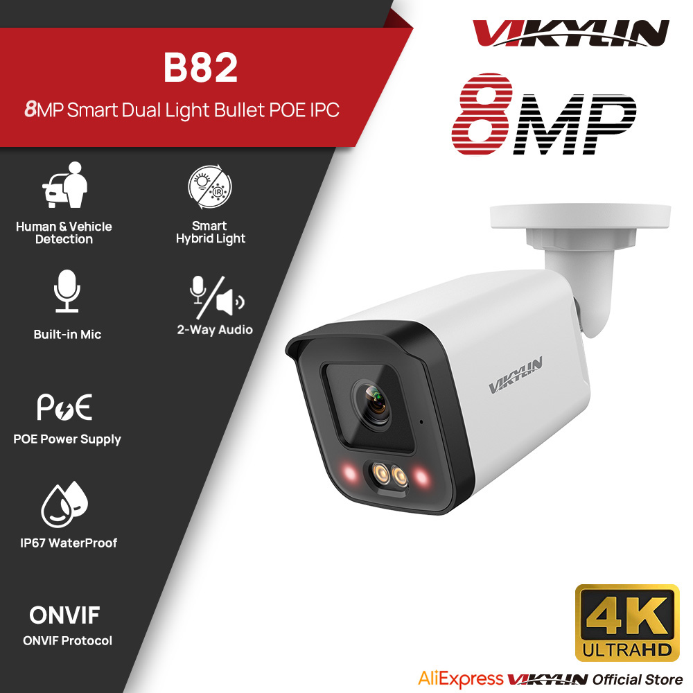Outdoor Power G Motion - VIKYLIN 8MP IP-Sicherheitskamera PoE 4K Smart