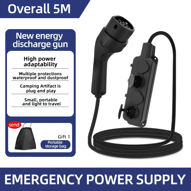 Outdoor Power Plug In - Tragbares 16A 4KW Elektroauto-EV-Ladegerät V2L-Kabel, seitlicher