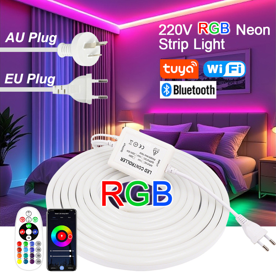 Outdoor Power Strip - 220V RGB LED Neonstreifen mit EU/AU-Netzstecker,