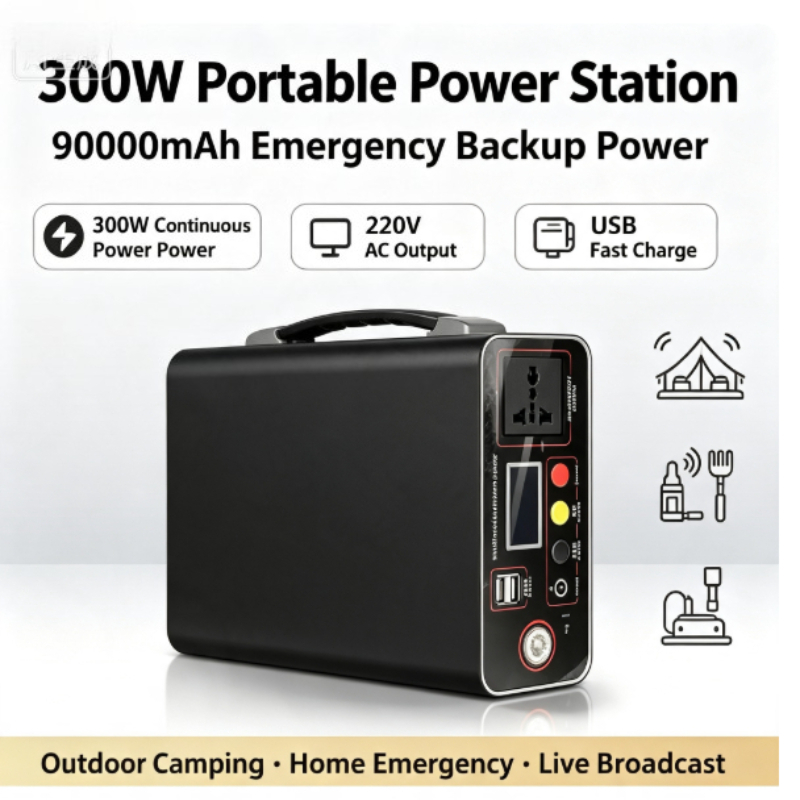 Outdoor Power And Plant - Tragbares Kraftwerk 300W 220V, 333Wh, 90000mAh,