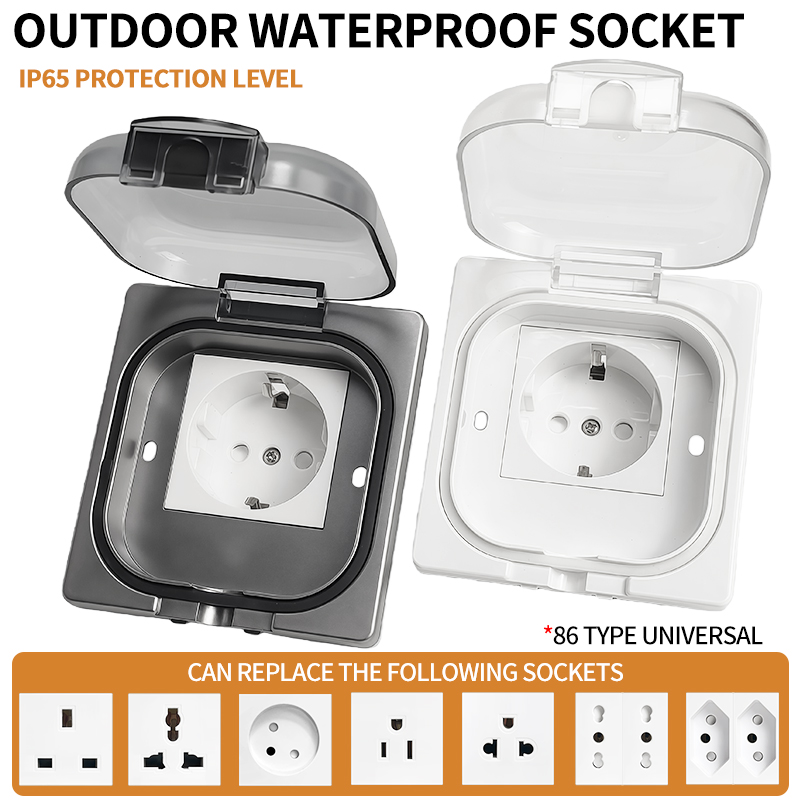 Outdoor Power Hub - IP65 wasserdichte Außensteckdose, 16 A Hochleistungs-Wandplatte,