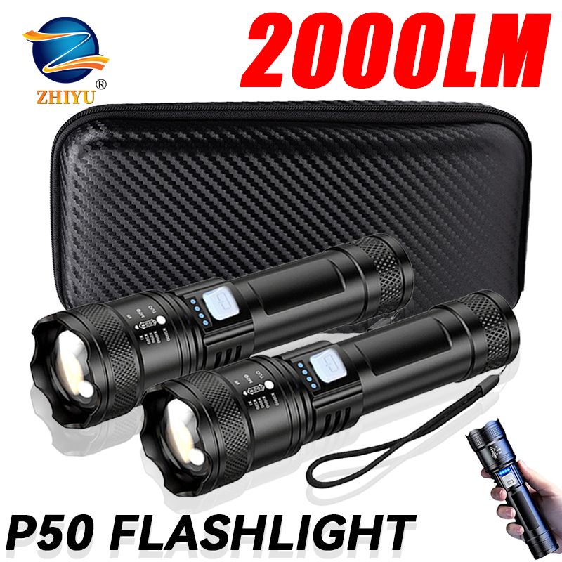 Outdoor Power Usb - Taktische LED-Taschenlampe, 2000 lm, USB wiederaufladbar,