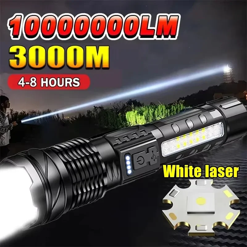 Outdoor Power Usb - Leistungsstarke LED-Taschenlampe mit Batterieanzeige USB-Aufladbar Teleskop-Zoom-Fackel