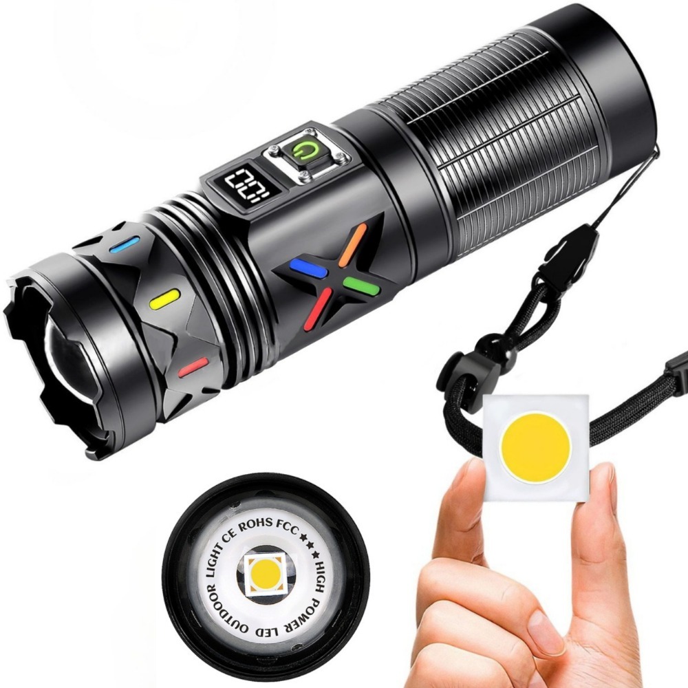 Outdoor Power Usb - Hochleistungs-LED-Taschenlampe mit Teleskop-Zoom, USB-Aufladbar, 3000M Reichweite,